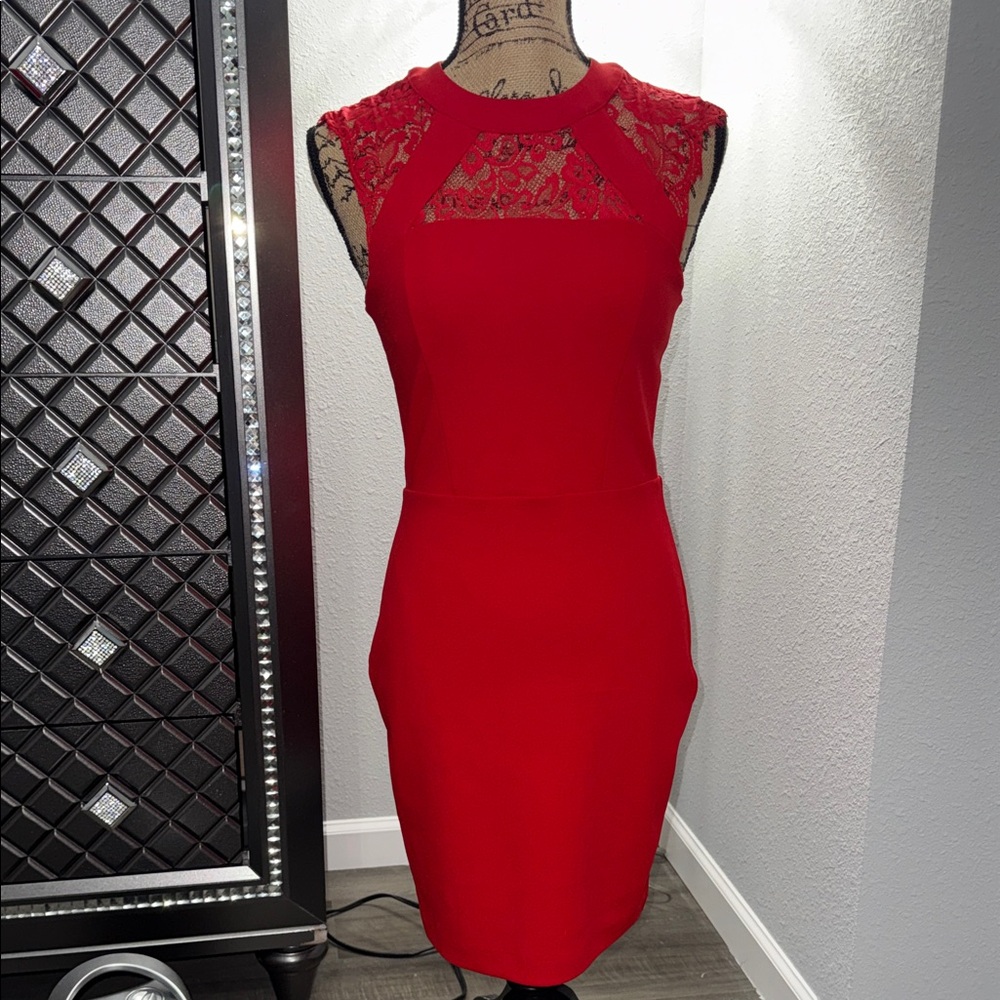 Express Red Mini Dress with Lace PERFECT FOR VALENTINES DAY! Worn once!